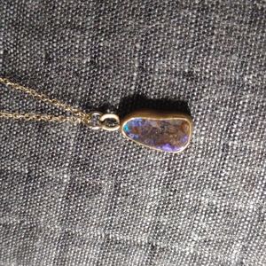 Fade Into The Abstract Australian Blue Opal Pendant set in Brass